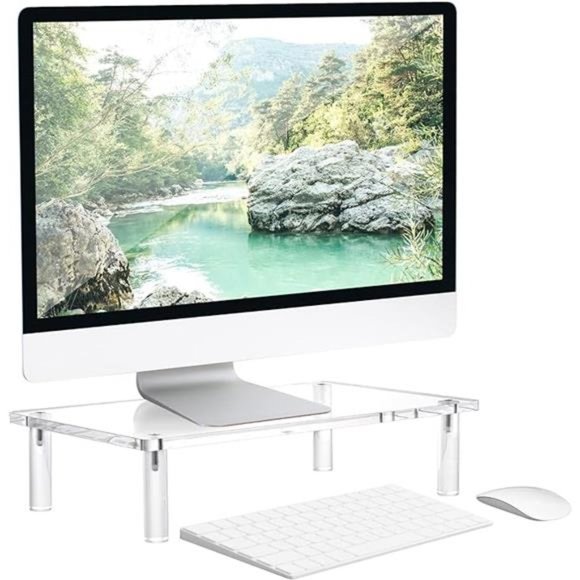 Acrylic Monitor Stand - 10mm Clear Platform - 14.5''(L) x 9''(W) x 3.4''(H) - Picture 7 of 7